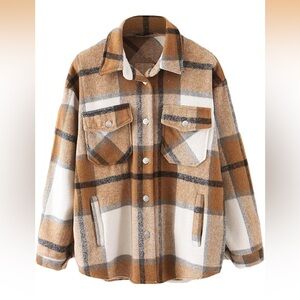 Women’s Brown and Cream Plaid Shacket